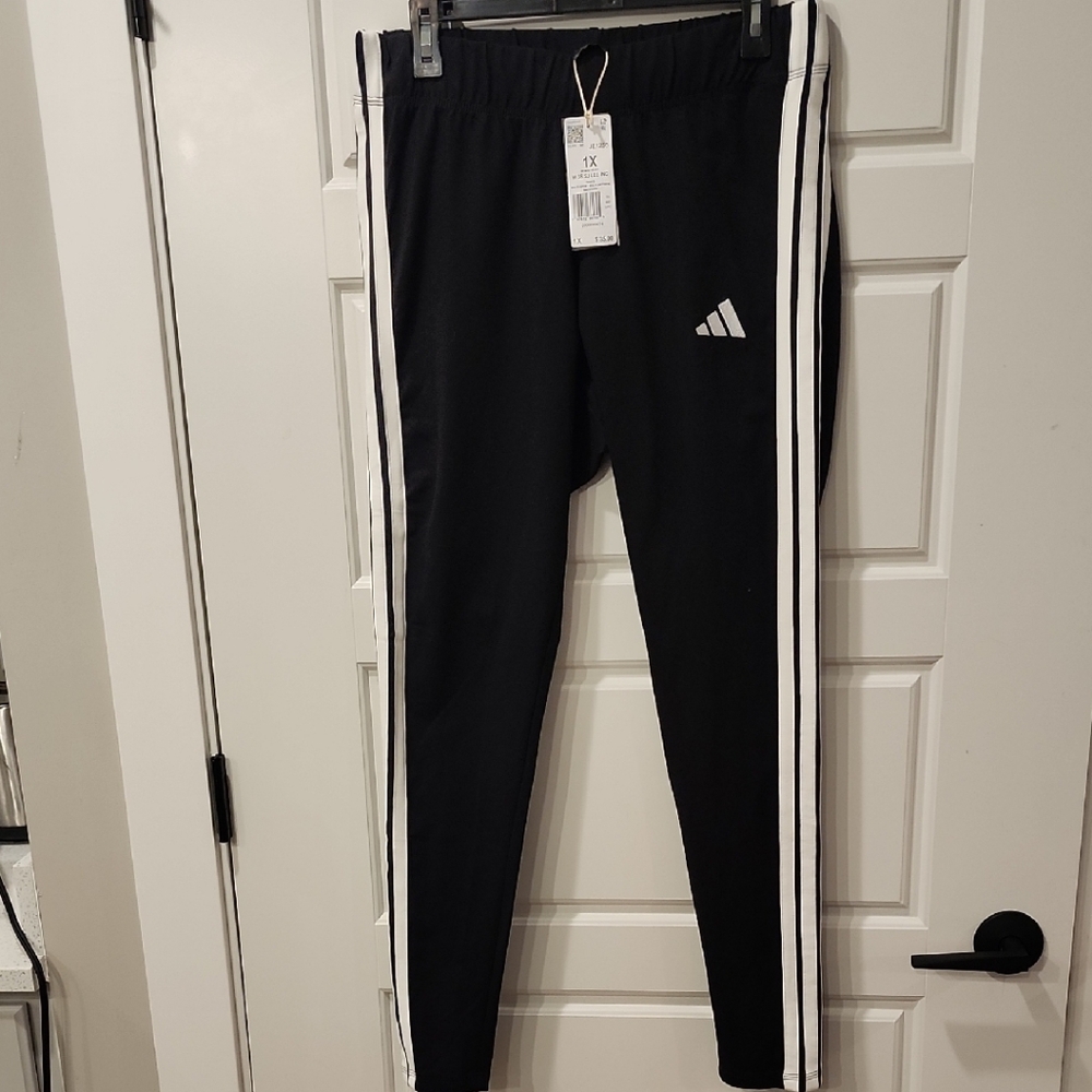 Adidas Womens Black Joggers with White Stripes